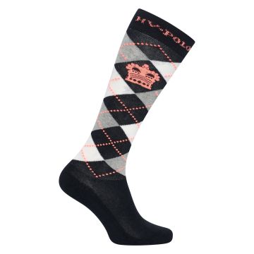 Socks HVP-Argyle -  Black-Silvergrey melange-Rose