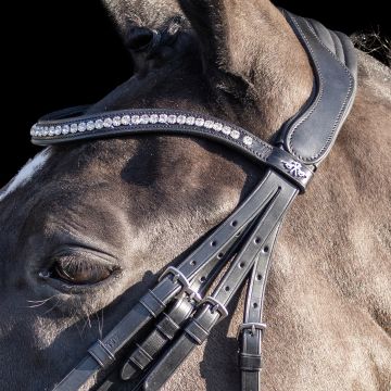 Weymouth bridle HVP-Legacy deluxe -  Black-White